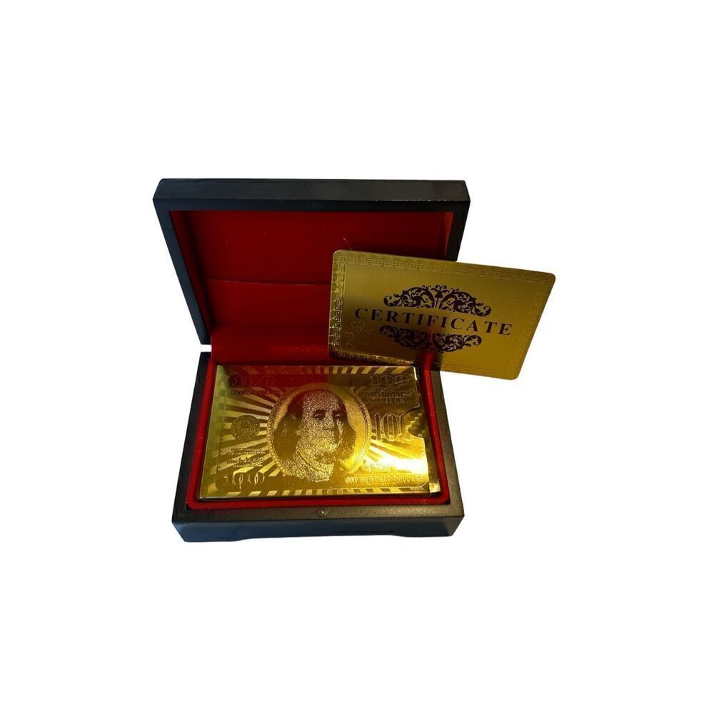 Gold Foil Plated Playing Cards 99.9 % Pure 24 Carat Gold with Case
